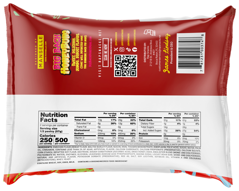 Rap Snacks Big Back Strawberry Honey Buns (4.75oz)