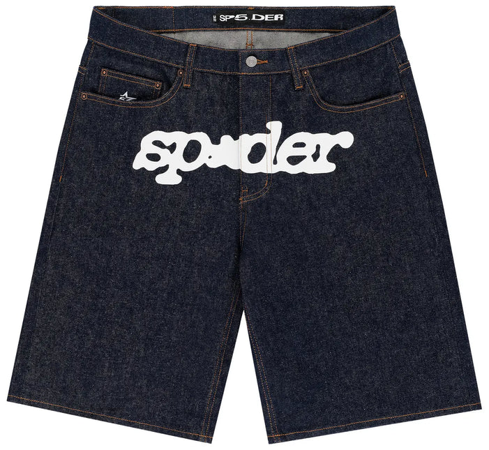Sp5der V3 Logo Denim Short Indigo - WiscKicks