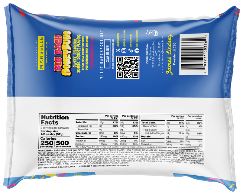 Rap Snacks Big Back Birthday Cake Honey Buns (4.75oz)