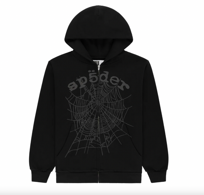 Sp5der OG Web V2 Phantom Zip Up Hoodie Black