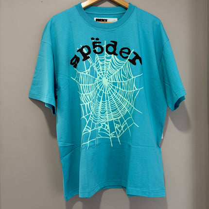 Sp5der OG Web V2 Tee Cyan