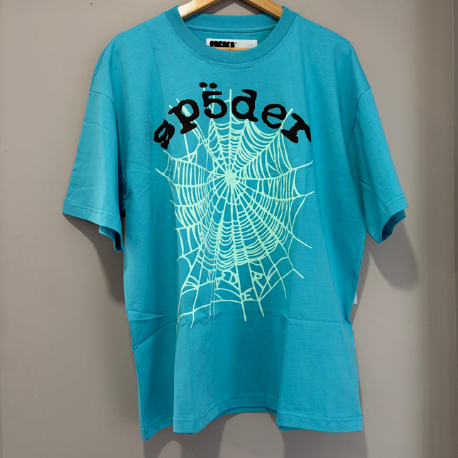 Sp5der OG Web V2 Tee Cyan