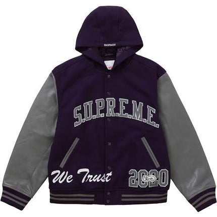 Supreme King Hooded Varsity Jacket (Purple)