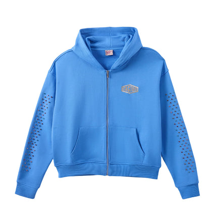 AZVA Crystal Cactus Zip Hoodie Baby Blue -  WiscKicks