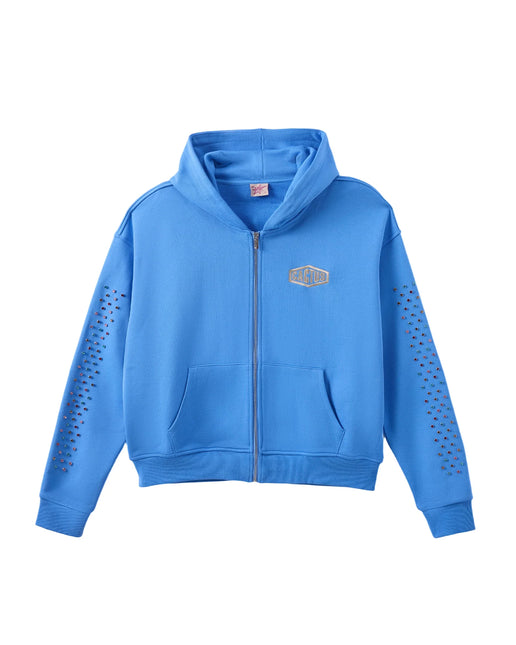 AZVA Crystal Cactus Zip Hoodie Baby Blue -  WiscKicks