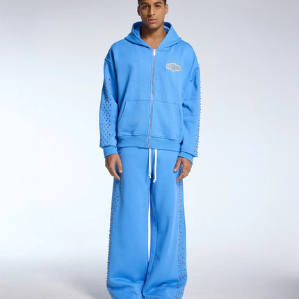 AZVA Crystal Cactus Zip Hoodie Baby Blue -  WiscKicks