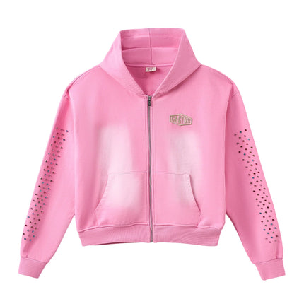 AZVA Crystal Cactus Zip Hoodie Pink – WiscKicks