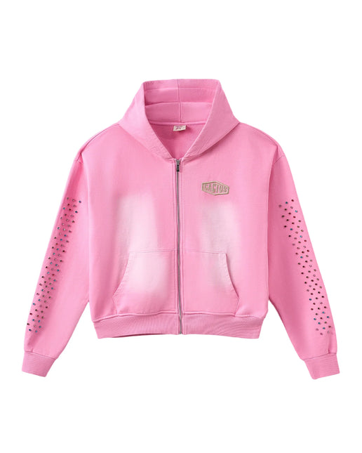 AZVA Crystal Cactus Zip Hoodie Pink – WiscKicks