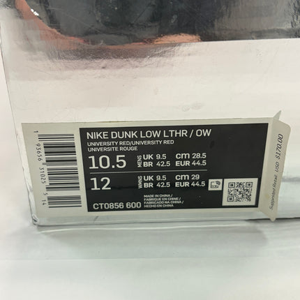 Pre-Owned Nike Off-White x Dunk Low 'University Red'