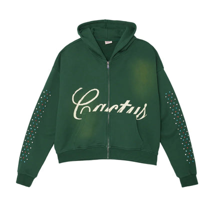 AZVA Crystal Zip Hoodie Green