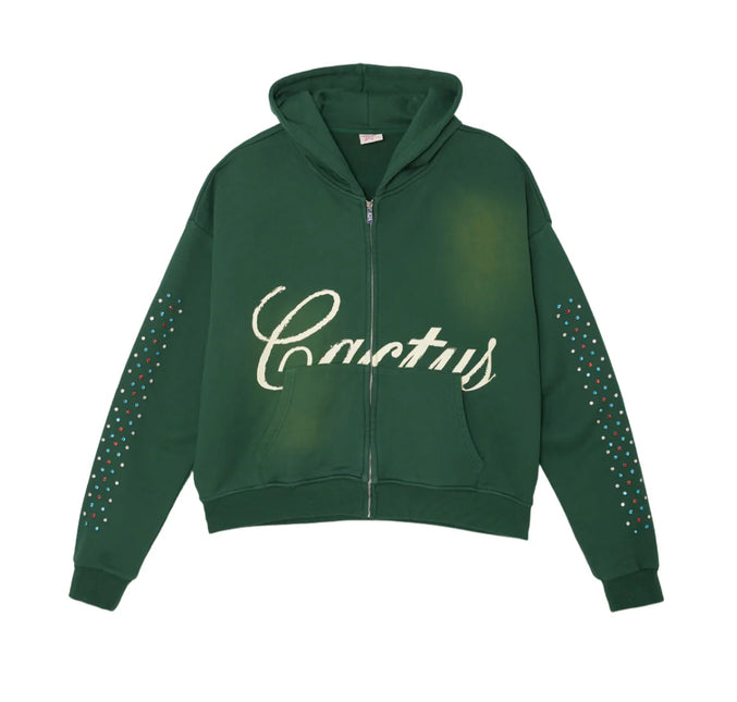 AZVA Crystal Zip Hoodie Green