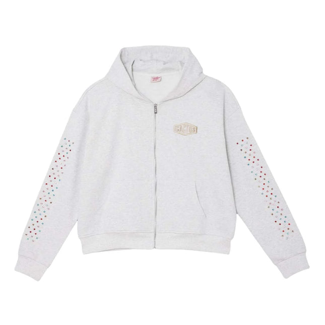 AZVA Crystal Cactus Zip Hoodie Grey - WiscKicks