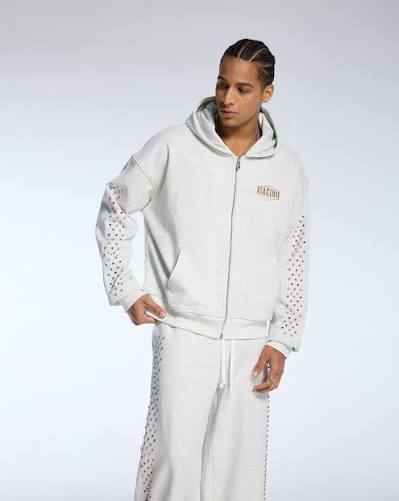 AZVA Crystal Cactus Zip Hoodie Grey - WiscKicks
