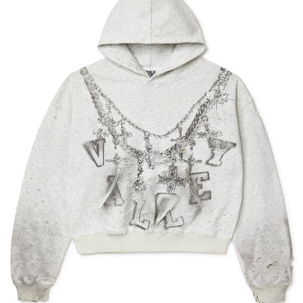 Vale Forever Distressed Chain Hoodie Heather Grey