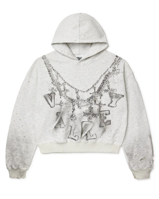 Vale Forever Distressed Chain Hoodie Heather Grey